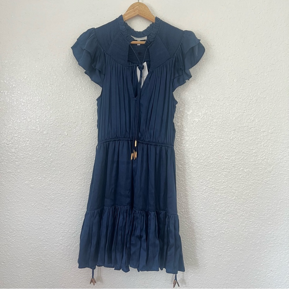 NWT Karina Grimaldi Blue  Tie Front Sundress S